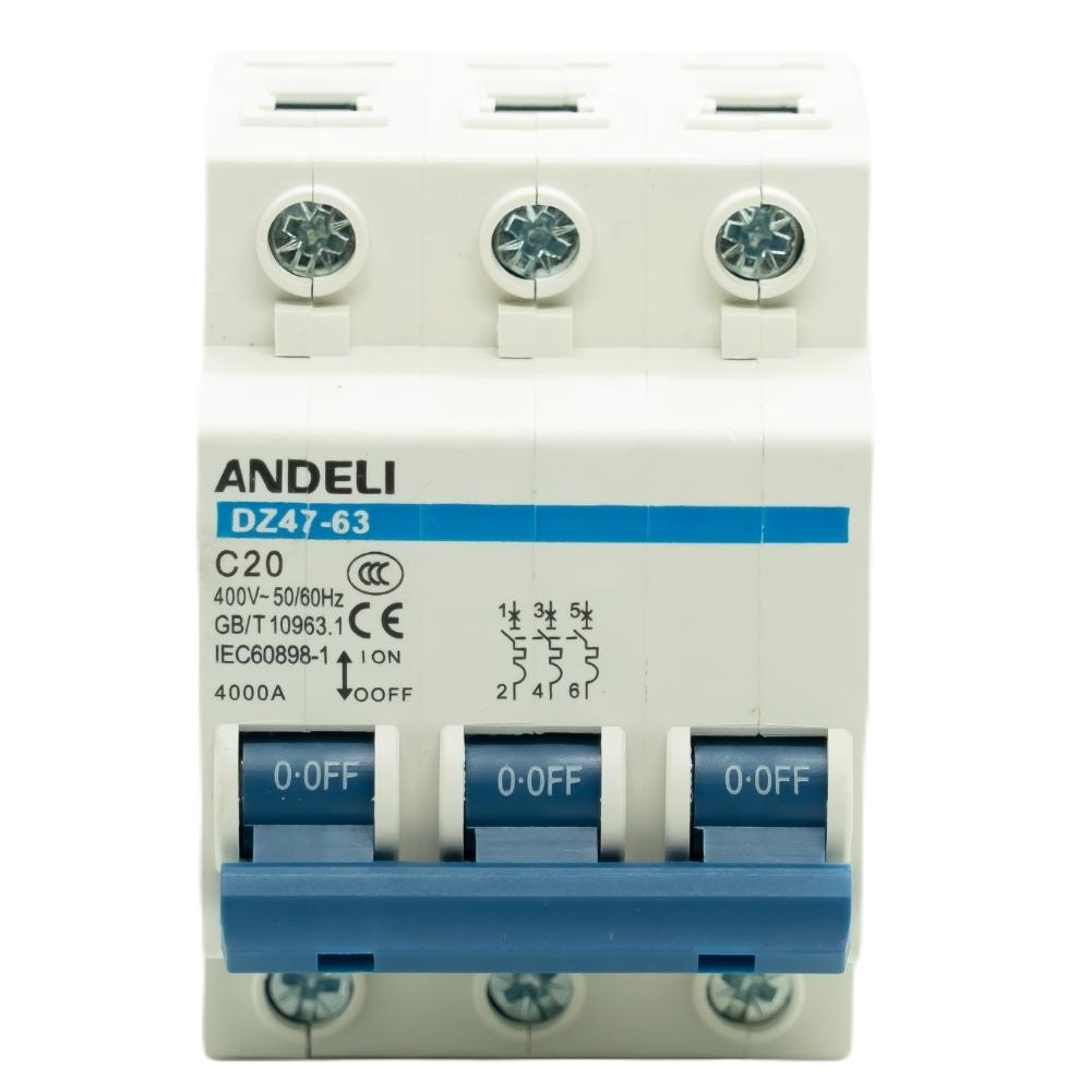 Interruptor termomagnético 3 polos para riel